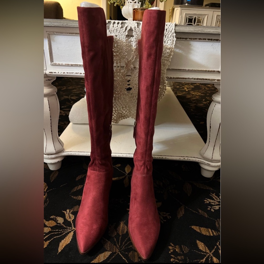 Nine West wine suede tall boots 8 1/2 Retails $160